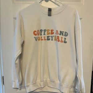 White COFFEE AND VOLLEYBALL Women's Crew Neck Sweatshirt - Medium
